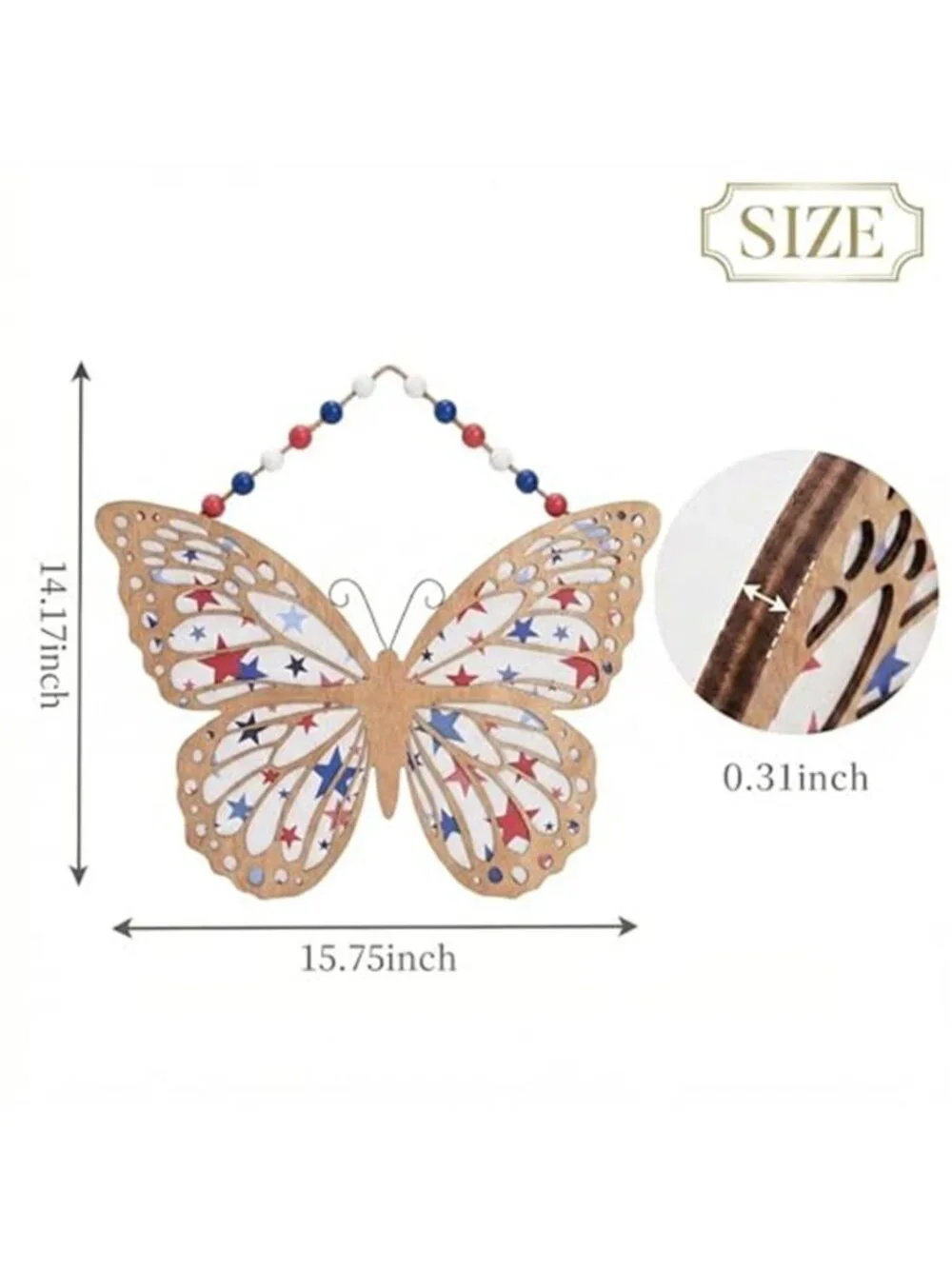 Butterfly Wooden Americana Sign Patriotic Wreath, Large